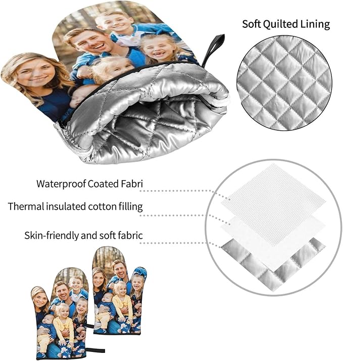 Custom Oven Mitts Personalized with Your Picture Baking Gifts for Women for Kitchen Cooking BBQ Grillin-Style3, 2 Oven Mitts