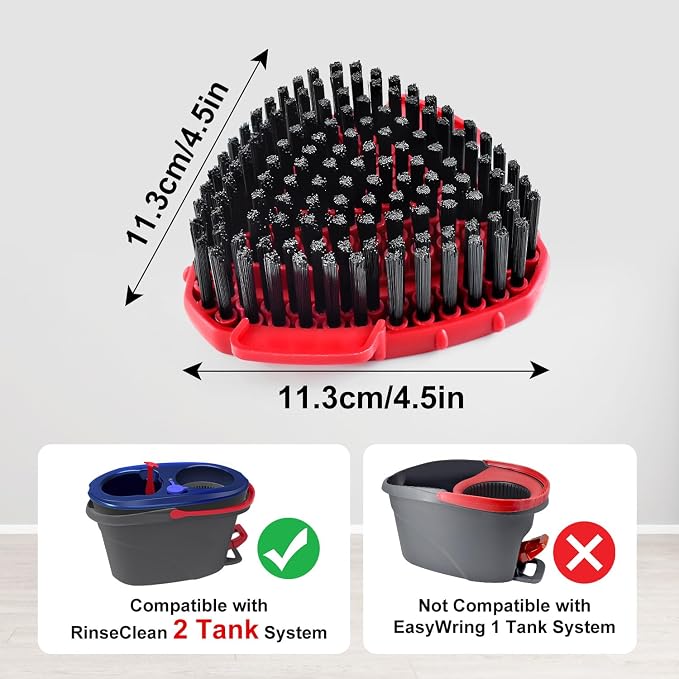 Mop Scrub Brush Head for O-Cedar RinseClean Scrubber Mop Attachment 2-Pack | Upgraded full bristles, no hollow center. Fits O-Cedar RinseClean 2-Tank spin mop. Fits cedar mop replace head scrubber