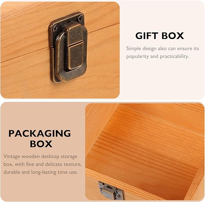 Unomor 1pc Vintage Wooden Storage Box Chic Retro Container for Stylish Organizer for Sundries Material for Home Decor and Special Occasions