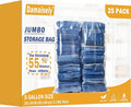Large Storage Bags with Zipper Top, 5 Gallon Bags 18" x 24", Resealable Plastic Bag, Jumbo Freezer Bag for Food, Clothes, Travel, Moving, 3.1-mil Thick, Pack of 25