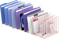 File Organizer for Desk, 11-Section Vertical File Sorter, Paper Holder Organizer Standing Metal File Folder for Office Home Classroom, Pink