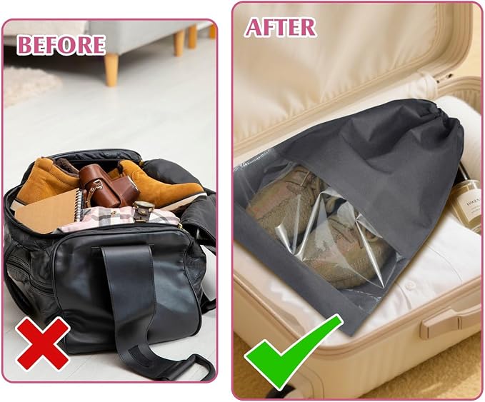 5 Pack Shoe Bags for Travel, Drawstring Bag for Men Women, Shoe Storage, Travel Essentials, Organization Accessories (5, Grey)