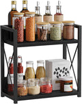 Giikin Kitchen Countertop Organizer, 2 Tier Coffee Bar Organizer, Black Spice Rack for Counter, Kitchen Counter Shelves, Particleboard,15.8" L x 7.9" W x 15.8" H (Black, L)