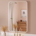 TETOTE 24 x 36 White Frame Mirror for Bathroom Brushed Metal Frame Wall Mounted Rectangle Mirror for Vanity with Sandy Textured Surface(Horizontal/Vertical)