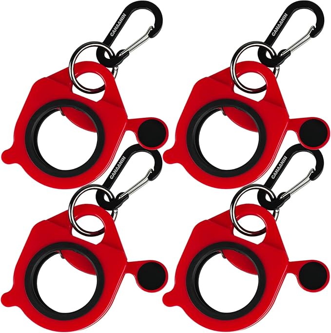 Zip Tie Holder Cable Tie Holder Heavy-Duty Colored Upgraded Carabiner Clip for Tool Belt Organized Strong Efficient for Electrician Tool Storage Reusable Portable (Red, 4 Piece)