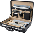 Briefcases for Men Carrying Case Document Attache Case for 16 Inch Laptop Waterproof Faux Leather Multi File Organizer with Anti-Theft Lock Professional Business Case for Work Office Travel, Black