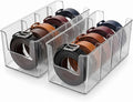 Acrylic Belt Organizer, 2 Pack Clear Belt Storage Box with 4 Adjustable Compartments, Stackable Durable Acrylic Belt Holder, Anti-Scratch Belt Display Case for Closet and Drawer Organization
