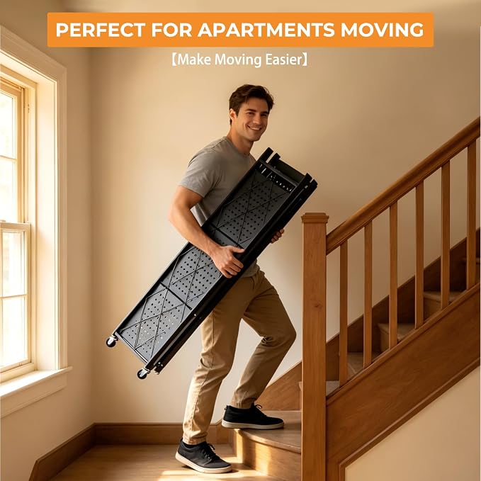 COKIHOM 4 Tier Foldable Storage Shelf, Large Capacity Metal Shelf Rack, Rolling Bookshelf with Wheels, Wire Shelf Organizer for Kitchen, Pantry, Office, Garage, Basement, Black