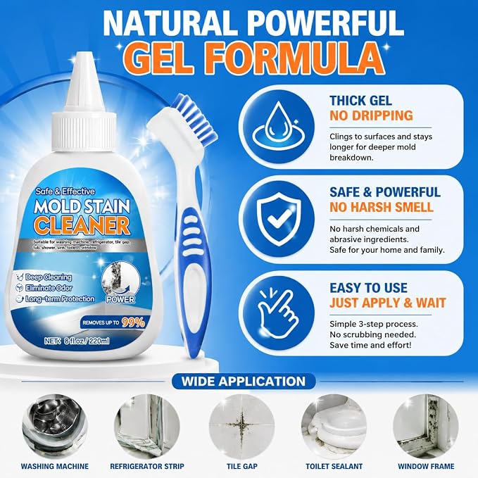 Household Stain Cleaner Washing Machine Cleaner for Washer Seal | Reaches Crevices, Caulk Seams, Rubber Gaskets, Fridge Strips & Damp Corners for Everyday Home Care
