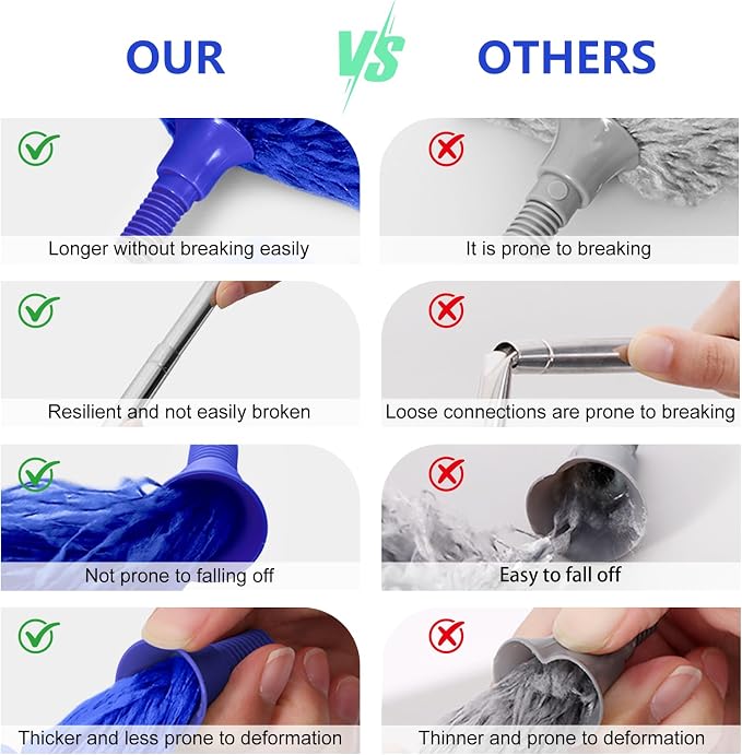SetSail Extra-Long Dusters with Extension Pole 100-inch for Cleaning Bendable Microfiber Head Washable Ceiling Fan Cleaner Duster for Corner, High Ceilings, Furniture, Blue