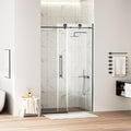 WinZo Frameless Shower Door 44-48 in W x 75 in H, Sliding Shower Door with 5/16"(8mm) Clear Tempered Glass Shower Door, Easy to Clean Bathroom, Silent Soft-Close Design, Matte Black