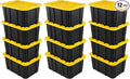 Sterilite 12-Pack Industrial Tote, Plastic Storage Container Bins with Lids, 27 Gallon - Large, Stackable, and Heavy-Duty Organizer Box Containers for Closet, Garage, Shelves, and Office