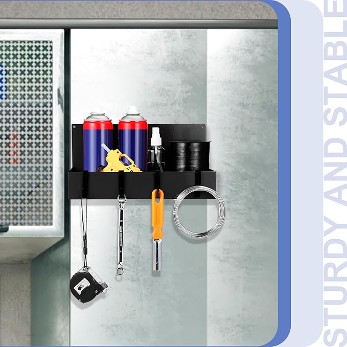 Lineshading 3 Pack Magnet Garage Organizer Magnetic Spice Rack for Refrigerator 20 lb Capacity Shelf Hanging Heavy Duty Magnetic Fridge Side for Organize Garage Tools(Black)