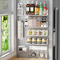 Magnetic Spice Rack for Refrigerator,8 Pack Magnetic Fridge Shelf, Moveable Spice Organizer with Hook Rack, Paper Towel Holder, Utensil Holder,cup lid holder, Super Magnetic Rack Set (White)