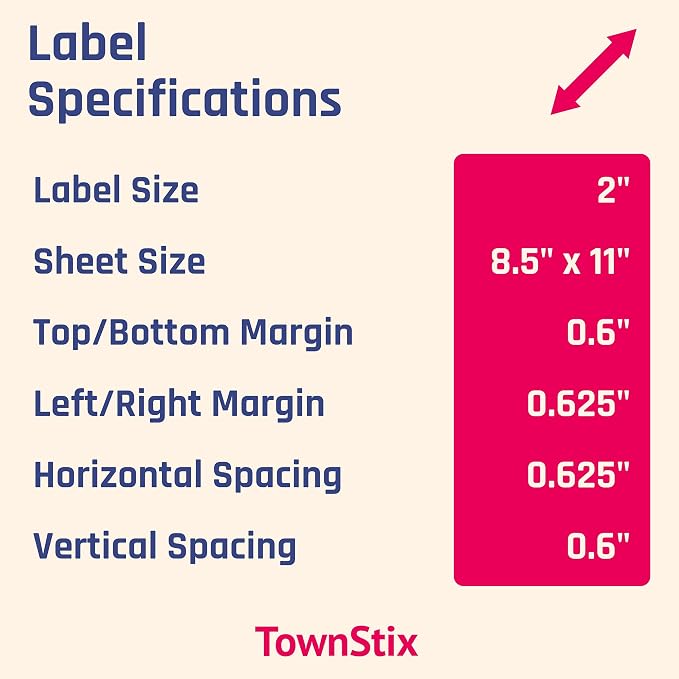 2 inch Round Labels Printable Circle Stickers - 8.5" x 11", 200 Sheets | Laser/Inkjet Printing, comes with Print Templates