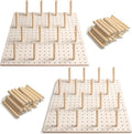 6 Pcs Wood Pegboard Drawer Organizer with 48 Pegs, 17.1 × 5.7 Inch Wooden Drawer Pegboard Organizer Adjustable Wood Peg Board Drawers Organizers for Kitchen, Plates, Cookware, Food Containers