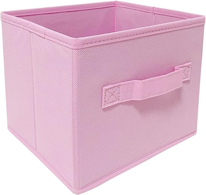 EBIGIC Pink Cube Storage Bins 9.0"x7.5"x7.5" Small Size Fabirc Foldable Closet Toy Organizer Collapsible Cloth