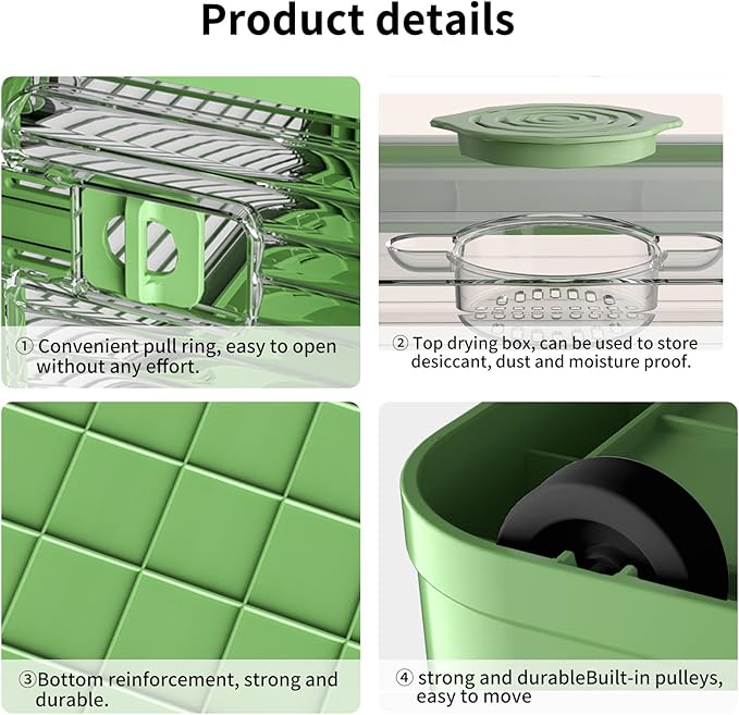 3-Pack Stackable Storage Bins, 83-Liter Collapsible Organizers with 3 Lids, Wheels, Foldable Collapsible Box for Outdoor Camping, Green