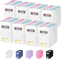 BALEINE File Organizer Box, Cardboard File Folder Organizer with Handle for Letter Size, Portable Collapsible Hanging Filing Box for Home Office Document Storage (8 Pack, White)