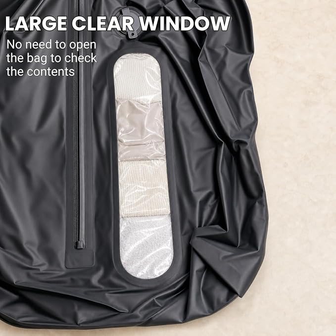Travel Vacuum Compression Bag for Clothes, 32L Reusable Waterproof TPU Packing Organizer, Vacuum Bag for Suitcase & Carry-On, Fits Backpacks & Duffels (1 Bag, No Pump)