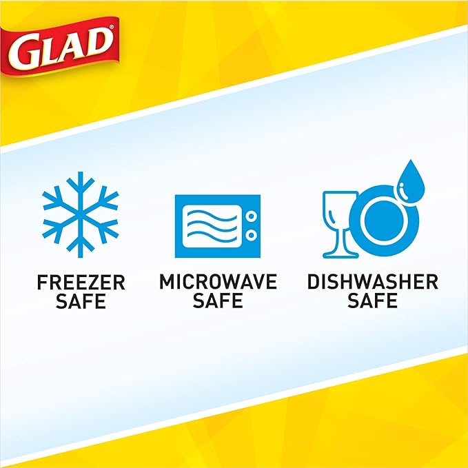 Glad GladWare Entree Food Storage Containers with Lids, Medium Square No BPA Plastic for Meal Prep and Lunches, Lock Tight Seal, Microwave and Dishwasher Safe, 25 Oz, 5 Count - 6 Pack
