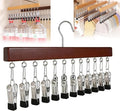 Closet Organizer with 12 Clips, Space Saving Hanging Closet Storage for Hats, Scarves, Jeans, Skirts, Socks, Pants, Multi-Purpose Clip Hanger(Vintage TypeA)