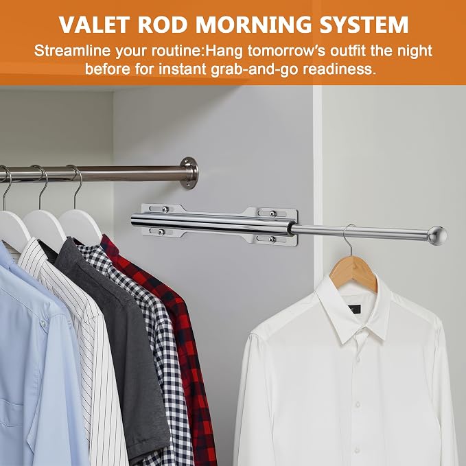 Pull-out Valet Rod for Closet 2 Pack, Chrome