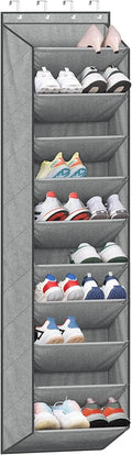 SLEEPING LAMB Over The Door Shoe Organizer for Closet with Large Deep Pockets, Narrow Shoe Rack for Door Hanging Boots Storage, Grey