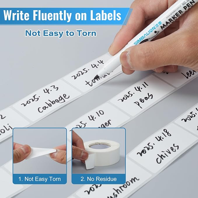 BLISKO 500 Pcs Removable Labels Easy Peel Off, 1x2 Inch Blank Food Label Stickers, Waterproof, Oil Resistant, No Residue, Freezer Tape for Labeling, Freezer Labels for Home, Restaurants & Catering