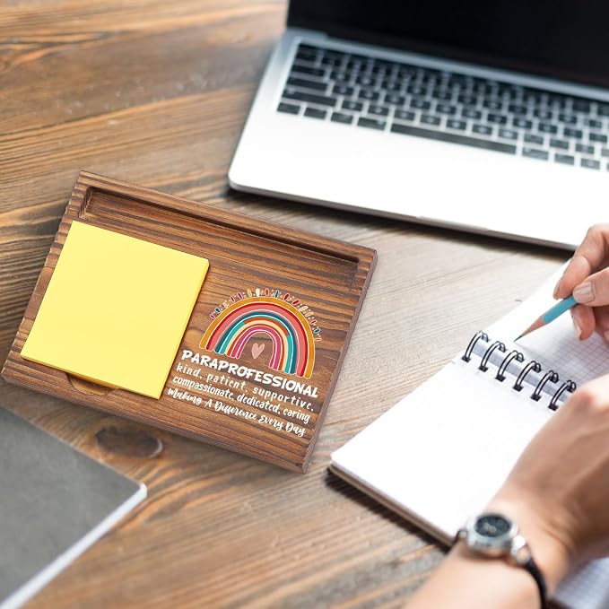 Paraprofessional Appreciation Gift Sticky Note Holder, Thank You Encouragement Desk Accessory for Teacher Coworker, Paraprofessional Week Office Desk Item TZP177