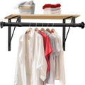 Closet Rod, 17 to 51 Inch Clothes Rods 1.3 Inches Heavy Duty Adjustable Closet Pole for Hanging Clothes and Heavy Duty Hanging Clothes Rod Bracket Closet Pole Support (Black)
