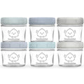 KeaBabies 6pk 4oz Glass Baby Food Containers with Lids, Leak-Proof (Slate) | Microwavable Small Glass Jars, Baby Purees, Toddler Snack Storage Containers, BPA-Free, Dishwasher-safe, Freezer Safe