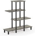 Furinno Turn-N-Tube 4-Tier Design Display Rack, French Oak Grey/Black