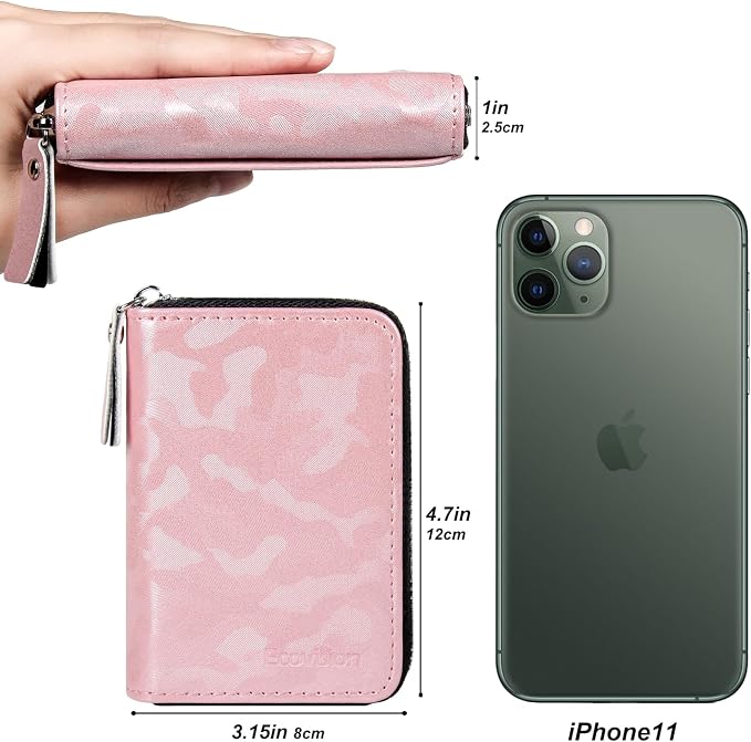 Credit Card Wallet, RFID Card Case Wallet, Zipper Card Cases Holder for Men Women, RFID Blocking, KeyChain Wallet, Compact Size Card Organizer Case for Women