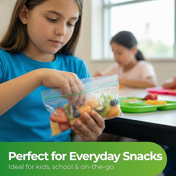 Snack Bags – 300 Count Resealable Extra Strong 2 Mil Leak Proof, Zipper Snack Baggies, Plastic Snack Bags for Food Storage, 6 1/2" x 3 1/4"
