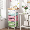 SYKIARIOL Rolling Cart with 6 Drawers,Utility Storage Cart with Drawers,Art Craft Organizers and Storage,Makeup Organizer with Wooden Tabletop,Colorful
