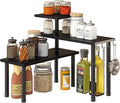 GHWIE Corner Shelf Organizer, 3 Tier Bamboo Kitchen Countertop Rack for Living Room, Office, Bookshelf Display Shelves, Space Saving Storage Shelves,Black