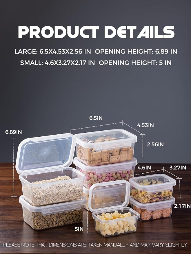 LivLab Mker 8 Sets Food Storage Containers with Lids - Reusable Meal Prep Containers Bpa-Free Freezer Lunch Boxes for Leftovers, Snack, Fruits, Salad (5 Large + 3 Small)