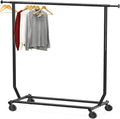 Simple Houseware Supreme Commercial Grade Clothing Garment Rack, Black | Holds Up to 250 lbs, Extendable Width from 50.25 to 75.25 Inches