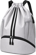 Hoedia Sports Drawstring Backpack - Swim Gym Bag for Women and Men | String Bag with Shoes Compartment and Wet Proof Pocket, Adjustable Wider Shoulder Strap, For Soccer, Basketabll, Volleyball