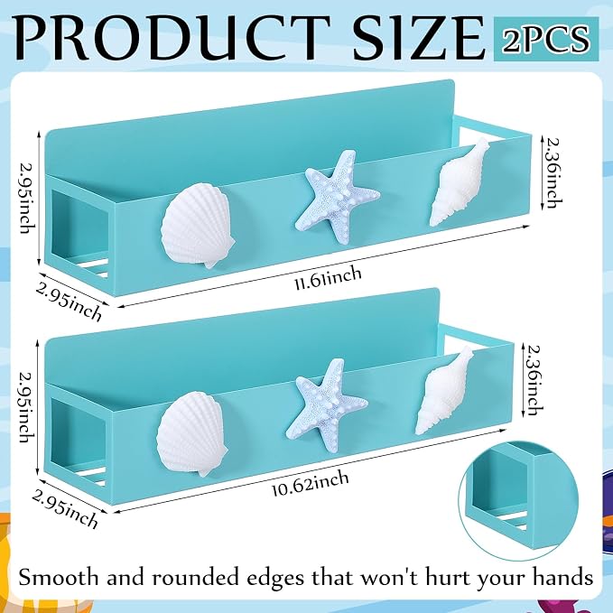 Beeveer 2 Pack Coastal Magnetic Spice Rack for Refrigerator Seashells and Starfish Metal Magnet Basket Shelf for Fridge Seasoning Storage Organizers Nautical Beach Home Decor Kitchen Accessories