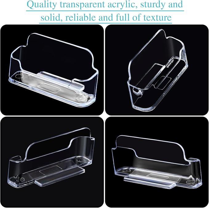 Thenshop 64 Pack Business Card Holder Desktop Business Card Stand Acrylic Holder Stand Clear Postcard Display for Home Office Desk Table (Desktop Style)