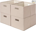 StorageWorks Fabric Storage Bins for Shelves, Closet Organizers and Storage Baskets, Collapsible Storage Bins with Cutout Handles, Large, 4-Pack, Light Brown