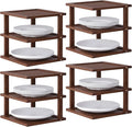 4 Pack Bamboo Corner Shelf,3 Tier Kitchen Cabinet Organizer for Plates and Dishes,Pantry Storage and Spice Rack（Brown）