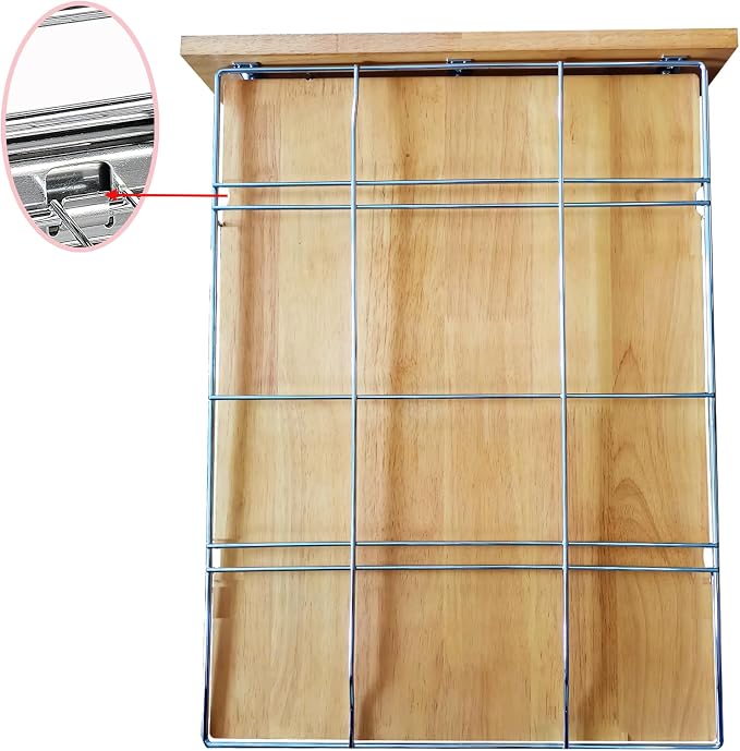 DINDON 2 Tier Pull Out Cabinet Organizer (11" W x 21" D) Slide Out Wood Shelf Organizers Double Tier Kitchen Wire Basket with Chrome Finish…