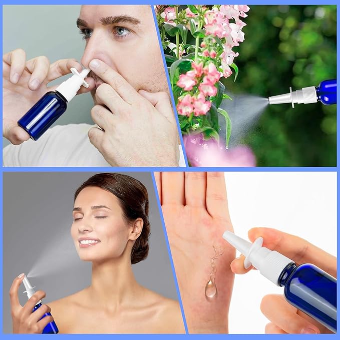 10 Pcs Nasal Spray Bottle Empty, 30ML/1oz 6 Pcs Refillable Nasal Spray Bottle Fine Mist Glass with 2 Funnels and 2 Labels