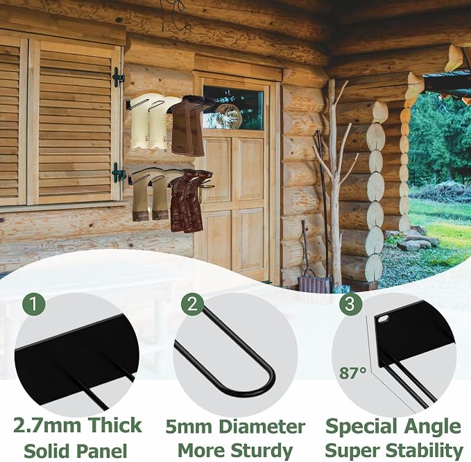 4 Pair Boot Rack Organizer Tall Boots for Wall Mounted - Wader Hangers for Drying Fishing Rain Hiking Tall Cowboy Boots - Boot Hanger Holder for Indoor Outdoor Entryway Garage Mudroom Closet