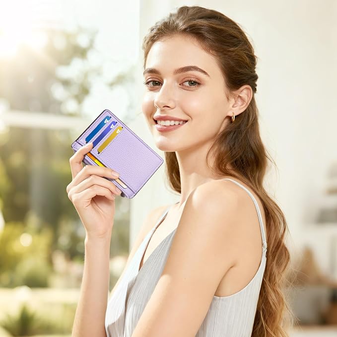 Tipmile Womens Credit Card Holder Wallet, Small Slim RFID Blocking Sleeve | Mini Tiny Cute ID Case, Minimalist Zipper Pocket Wallet, Thin Coin Purse, Mothers Gift