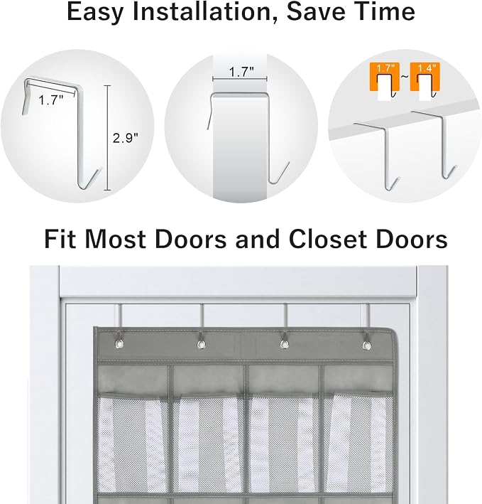 F-color Over the Door Organizer for Cruise - 16-Pocket Hanging Organizer | Tool-Free Mount with 4 Metal Hooks, See-Through Mesh Pockets, Lightweight & Foldable, Space-Saving for Travel and Daily Use