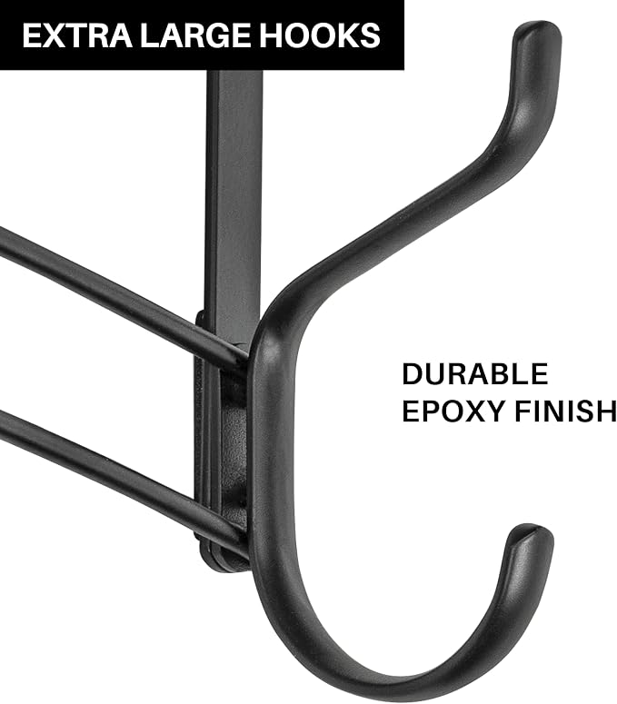 LYNK Professional® Home™ Over the Door Hooks - 28 Hook – Over the Door Coat Rack - Over the Door Hanger - Hanging Towels or Clothes - Bathroom, Bedroom, Laundry Room - Lifetime Ltd. Warranty, Black